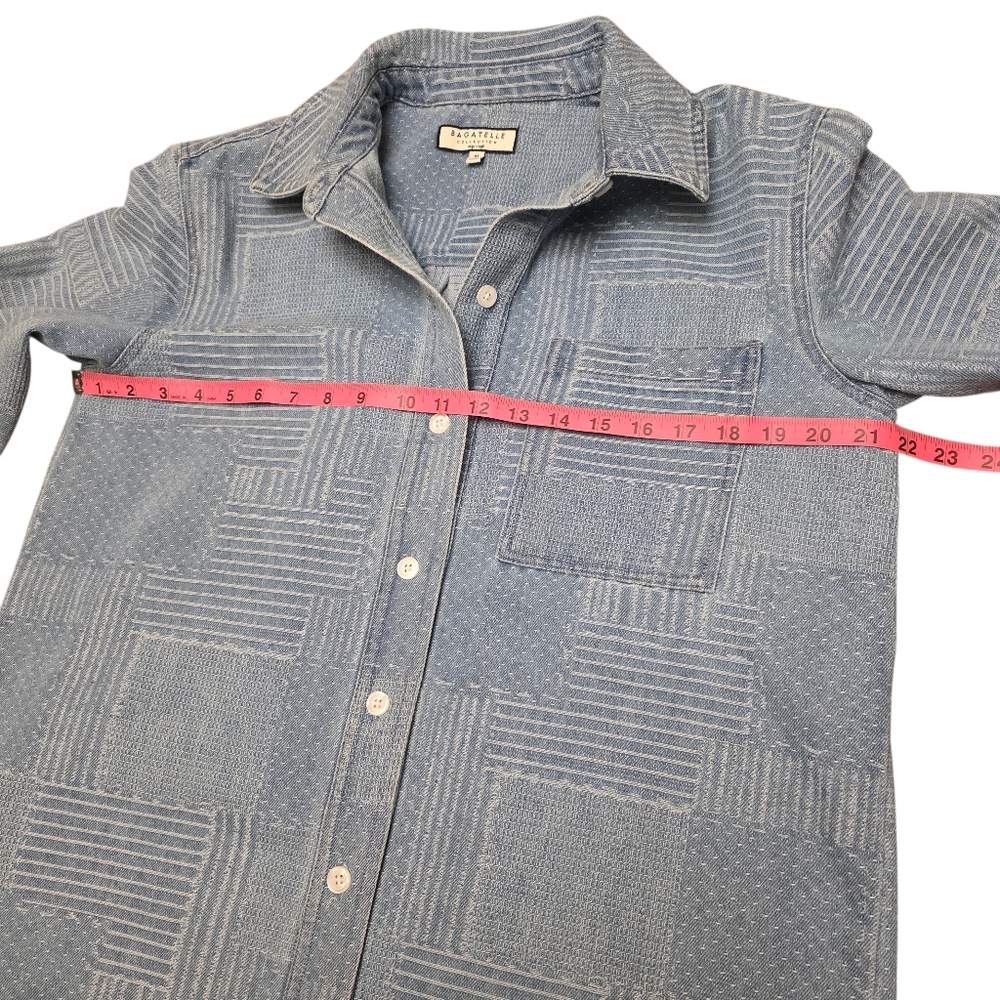 Bagatelle Collection New York Denim Embroidered Patchwork Shacket Baggy Size M - Picture 7 of 13
